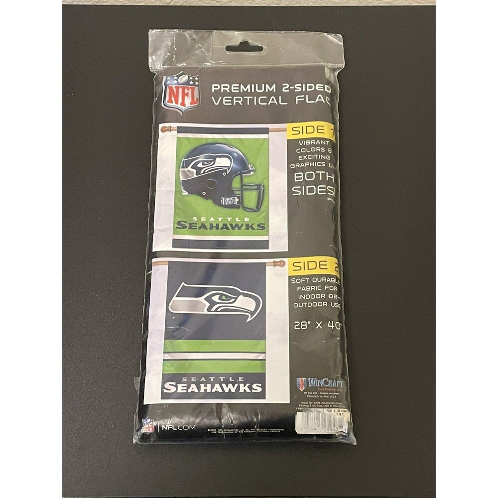 Seattle Seahawks Wincraft NFL 28" x 40" Premium 2-Sided Banner Vertical Flag NEW